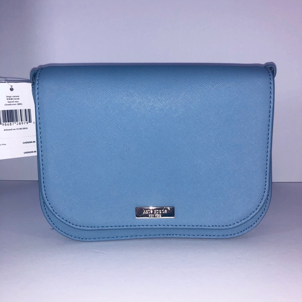 🌷 Kate Spade Blue Leather Carsen Crossbody Purse - Picture 1 of 6